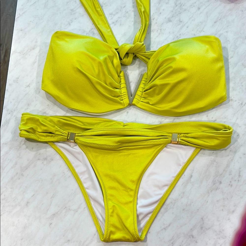 New Vibrant Yellow Strapless Bikini Set